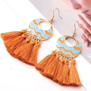 Chevron Tassel Dangle Earrings